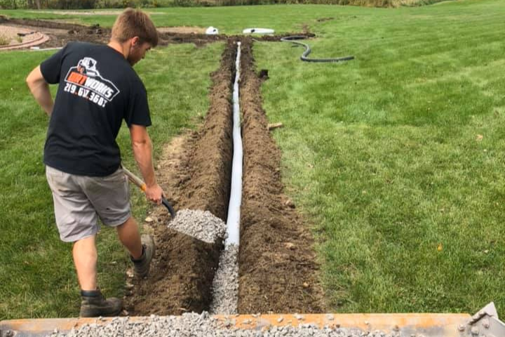 drainage-installation1; drainage contractors installing yard drain